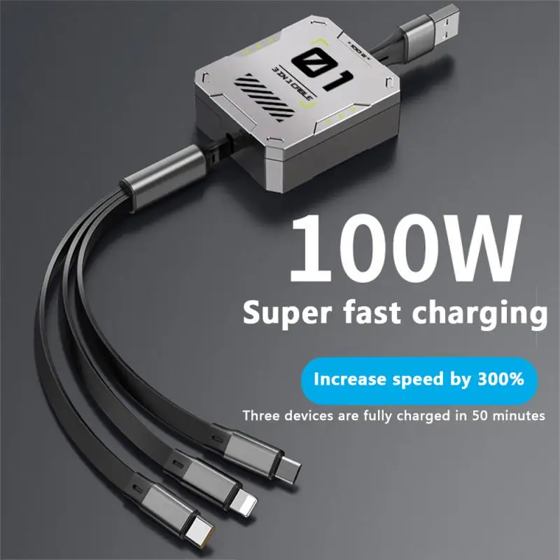 

Charge Cable 6a Telescopic Fast Charging Cord Fast Charging 3-in-1 Charging Line Phone Accessories Portable