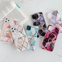 plated splicing marble phone case for iphone 13promax 12pro 12mini 11pro imd protection cases with ring or balloon bracket