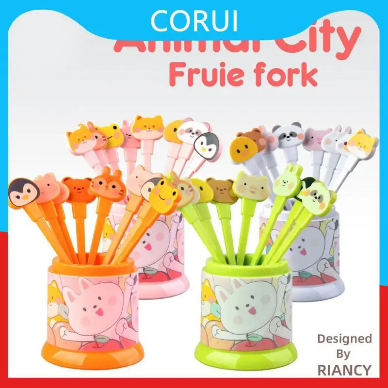 

Animal Farm Fruit Fork Mini Cartoon Children Snack Cake Dessert Food Fruit Pick Toothpick Bento Lunches Party Decor Random Color