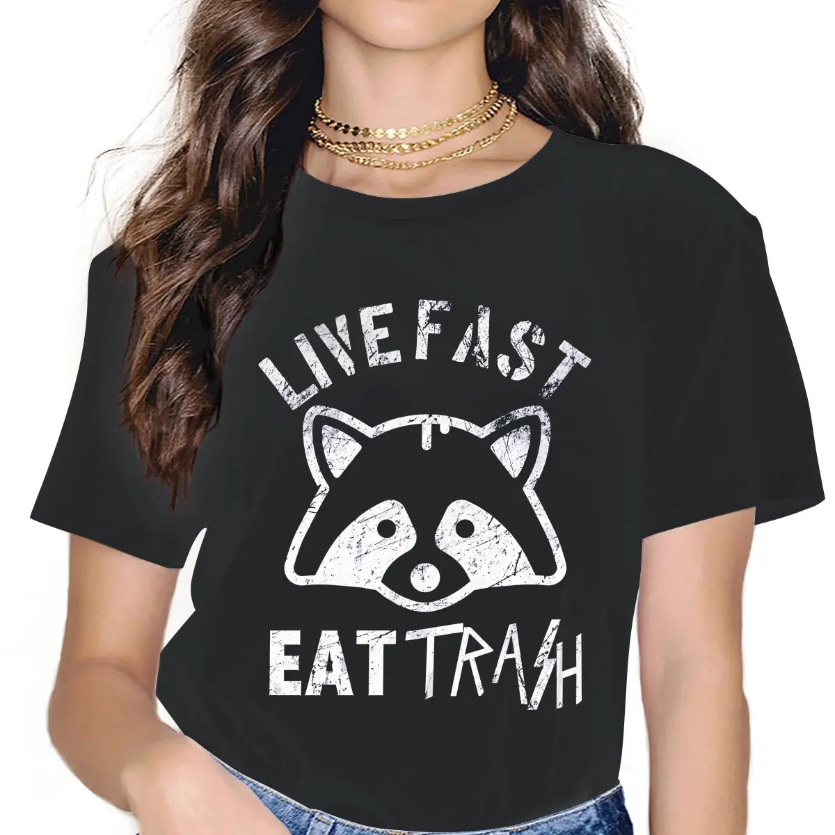 

Racoon Retro Vintage Trash Panda Classic Sweet Girls Women T-Shirt Racoon Animals 5XL Blusas Harajuku Casual Short Sleeve