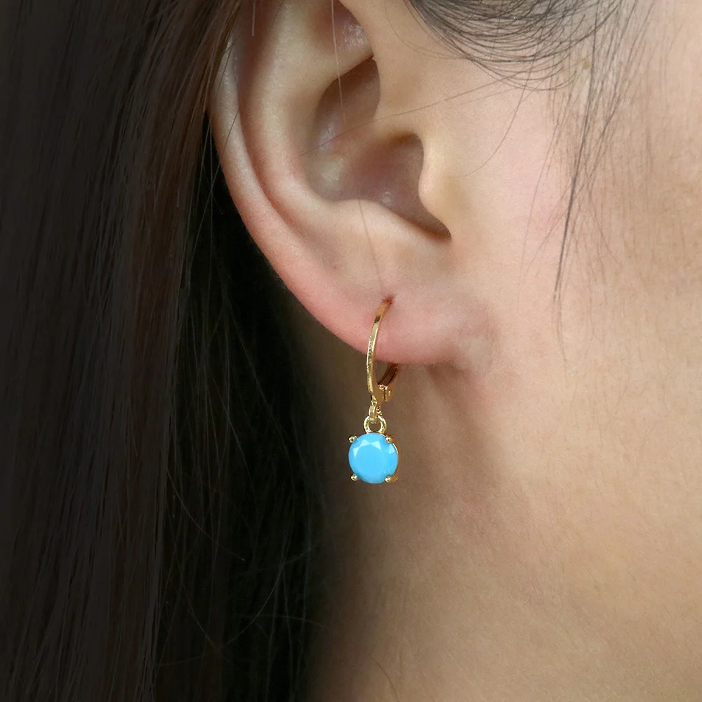 

Women' Fashion Round Hoop Earrings Dazzling Square Crystal Glass Dangle Earrings Trendy Exquisite Ear Buckle Jewelry Wholesale