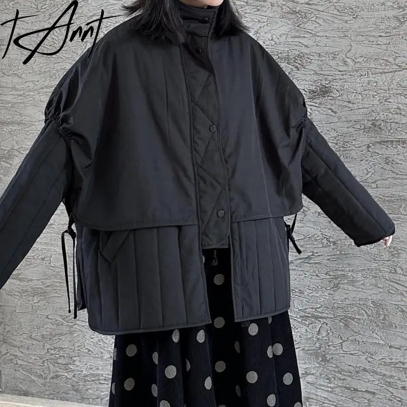 

Парка женская ассиметричная с двумя черными завязками, 2023