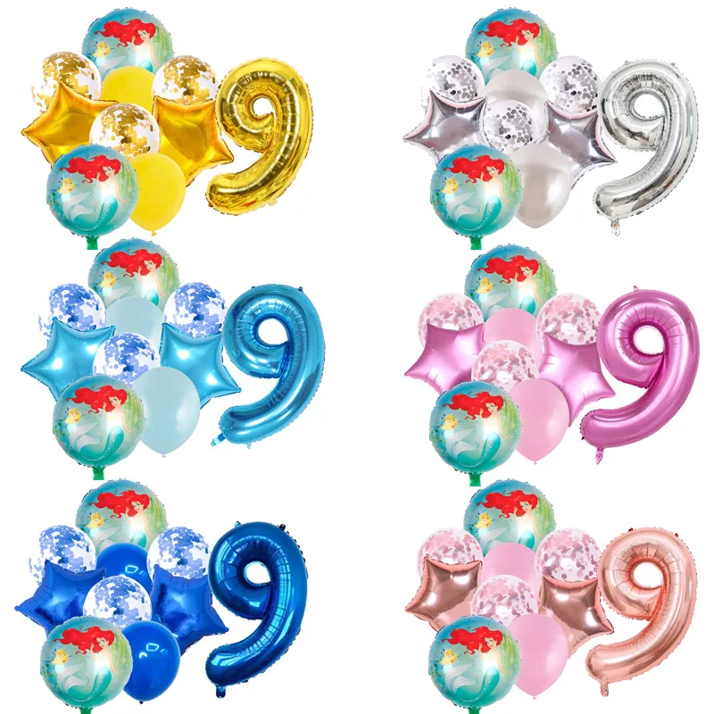 

Disney The Little Mermaid Ariel Princess Birthday Party Articles Decoration Baby Shower Multiple Colors Digital Confetti Balloon