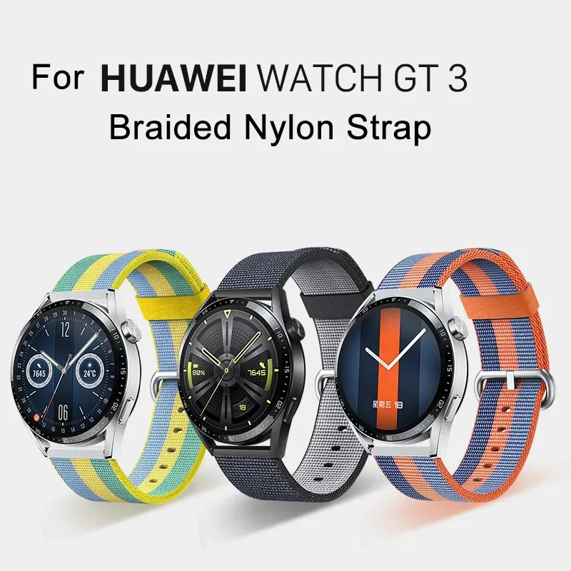 Braided Nylon Strap For Huawei Watch GT3 GT2 GT 3 pro GT 2 Pro Replacement Wristband for Huawei Watch 3/3 pro,20/ 22mm Watchband