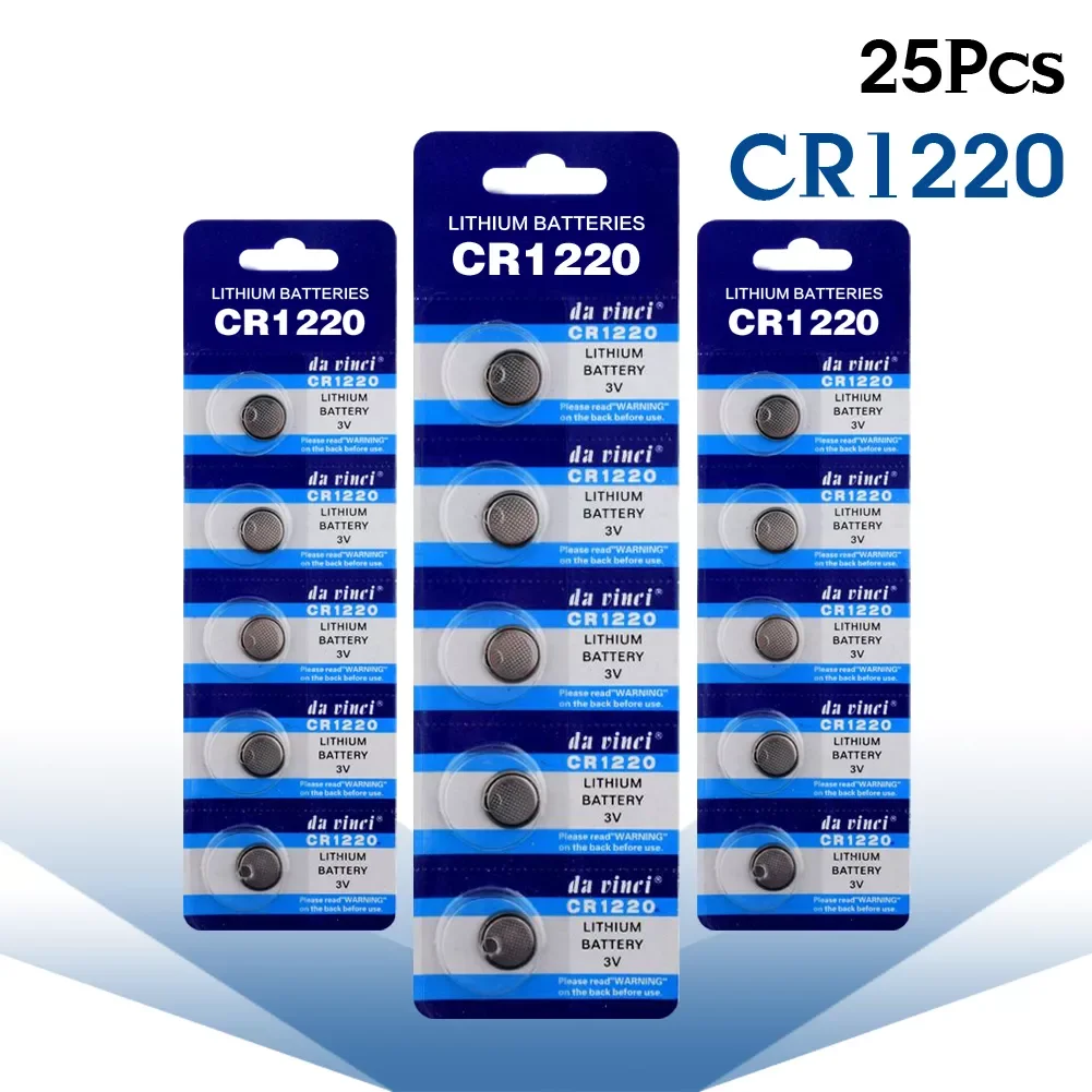 

NEW 25pcs CR1220 CR 1220 Lithim Li-ion Battery DL1220 BR1220 ECR1220 LM1220 L04 5012LC Replacement Button Coin Cell Battery