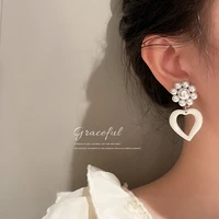 cute white petal leaf pendant earrings for women gold plated square zircon stud earrings vintage earrings jewelry