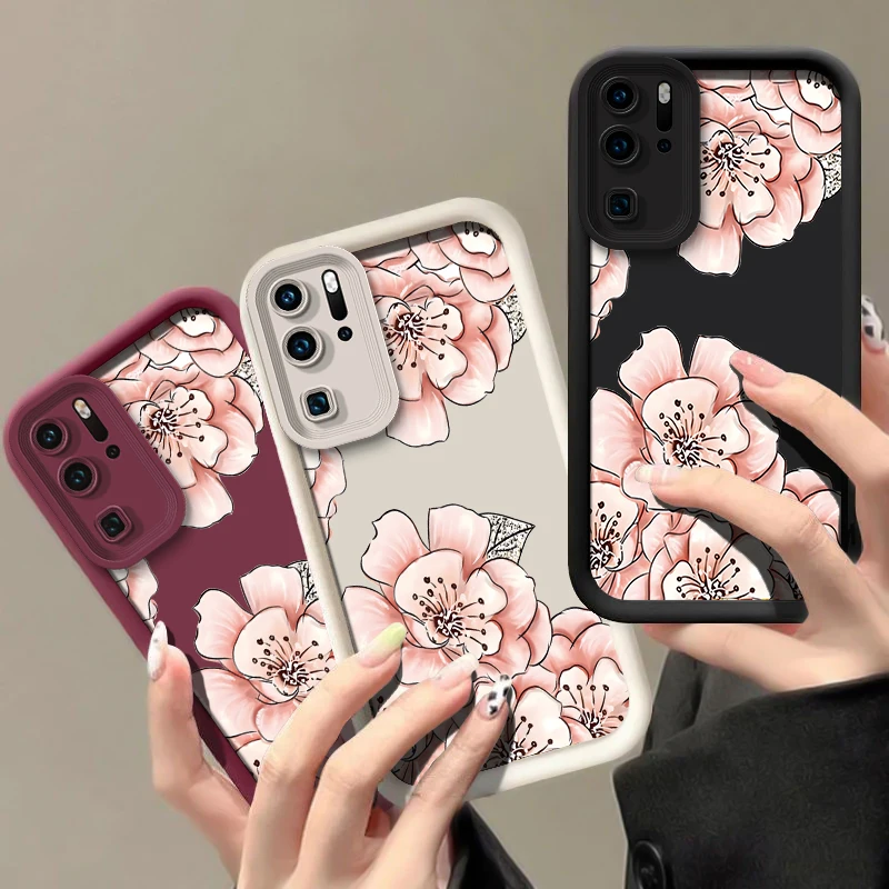 Силиконовый чехол с цветами для Huawei P30 P50 P20 P40 Pro Lite P Smart 2019 защита объектива камеры