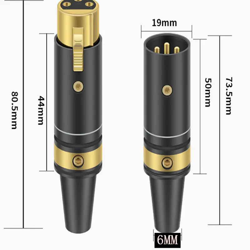 Hi-Fi 3Pin XLR штекер/гнездо Аудио разъем позолоченный 4 шт. для микрофона аудиокабель