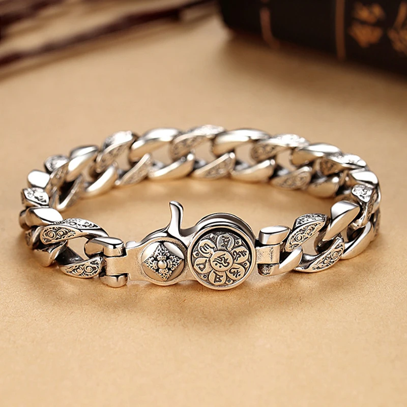 

2021 New Design Lucky Jinbao Paixiu Domineering Men's Handmade Silver Bracelet Retro Trend Bracelet Jewelry Accessories