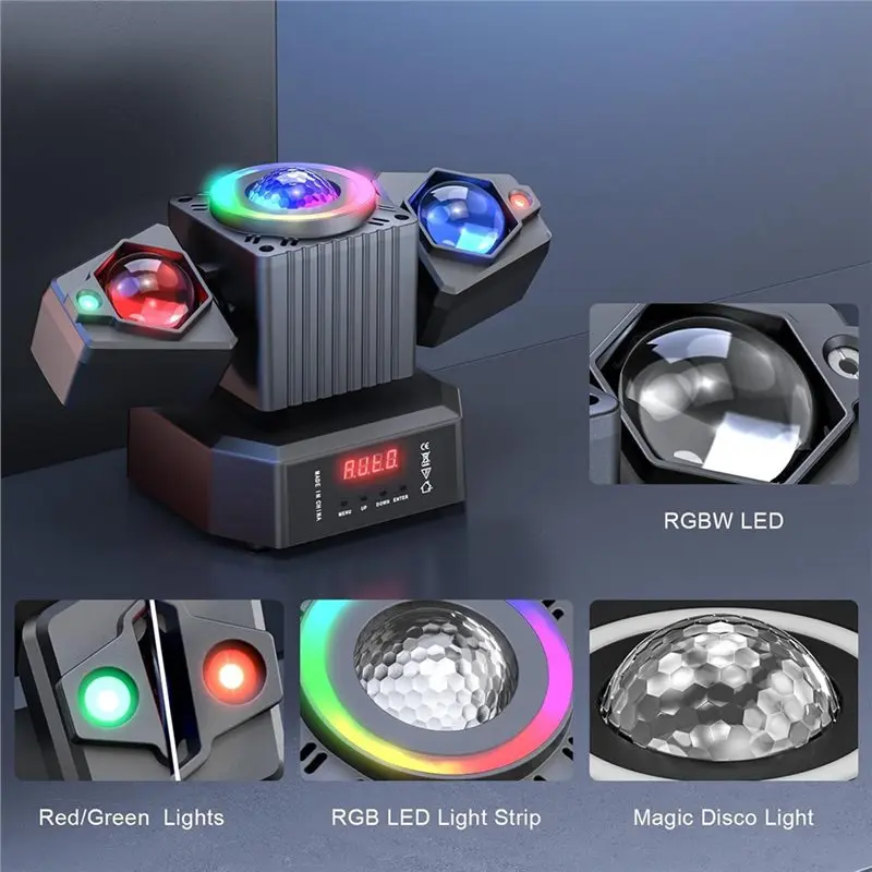 Фото Светодиодный вращающийся прожектор JHD 50W 4-в-1 для дискотек, церквей, свадеб, театров, с эффектом звездного неба, DMX512, вилка стандарта США №4