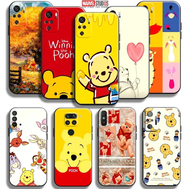 

Cute Winnie The Pooh Phone Case For Xiaomi Redmi Note 10 10S 10T 10 9T 9S 9 Pro Max 5G Redmi 10 9 9T 9A 9C Liquid Silicon