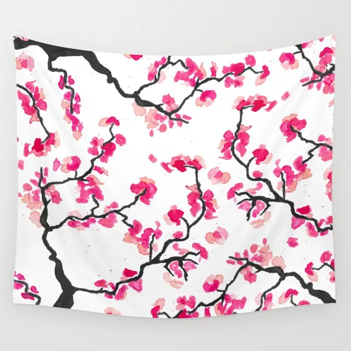 

Japanese Cherry Blossoms Tapestry Wall Hanging Hippie Tapestries Rugs Home Living Room Dorm Decoration Tablecloths Blanket