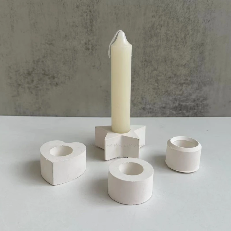 Silicone Mold Heart Round Candlestick Holder Casting Mould C