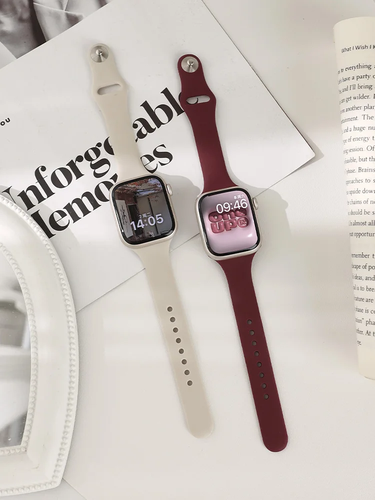 

Ремешок силиконовый для Apple watch band, тонкий браслет для iWatch series 3 se 6 7 ultra 8 41 мм, 40 мм 44 мм 45 мм 49 мм 38 мм 42 мм