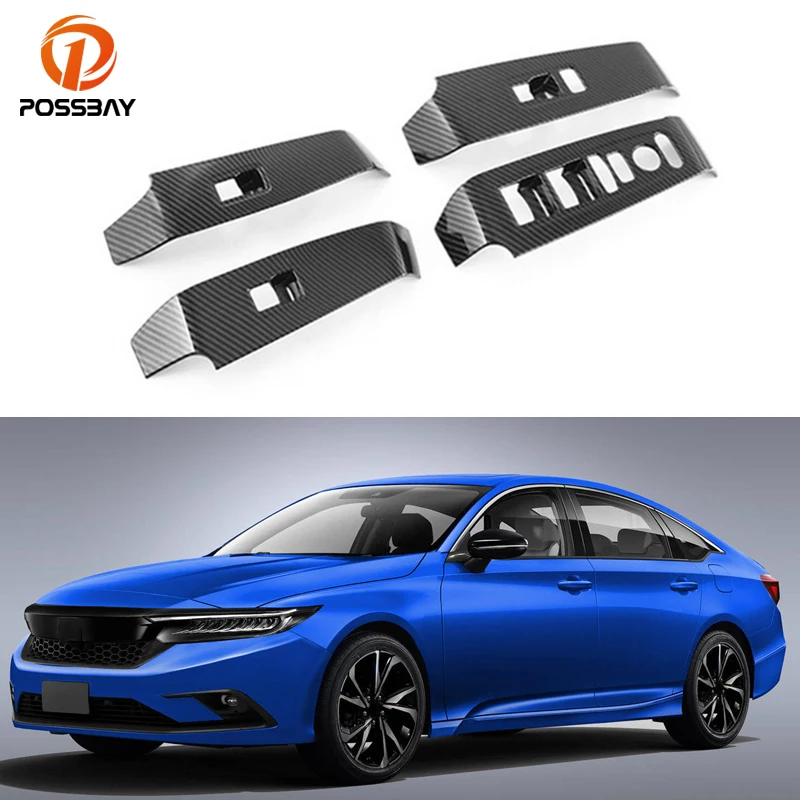 

4 Pcs/Set Car Carbon Fiber Interior Door Window Lift Switch Button Cover Stickers Parts for Honda Civic 2022 Auto Accessories