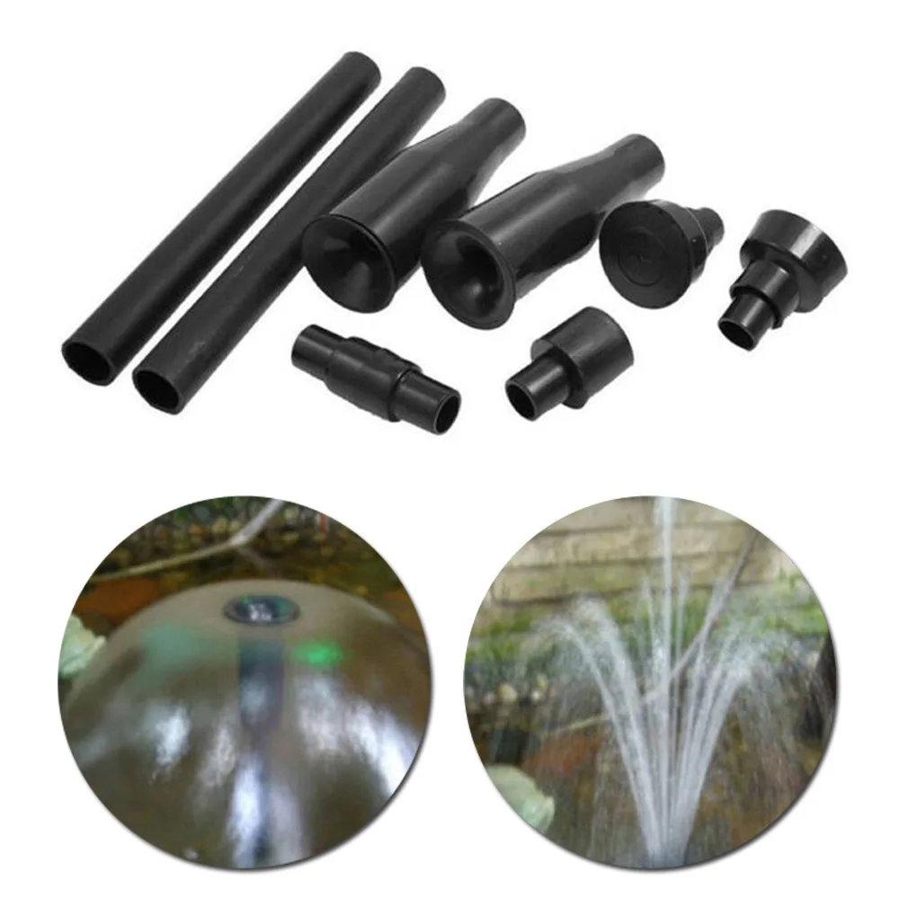 

8pcs Set Black Home Multi-functional Garden Fountain Plastic Nozzle Head For Aquarium/fish Tanks/garden Ponds Fountain Parts