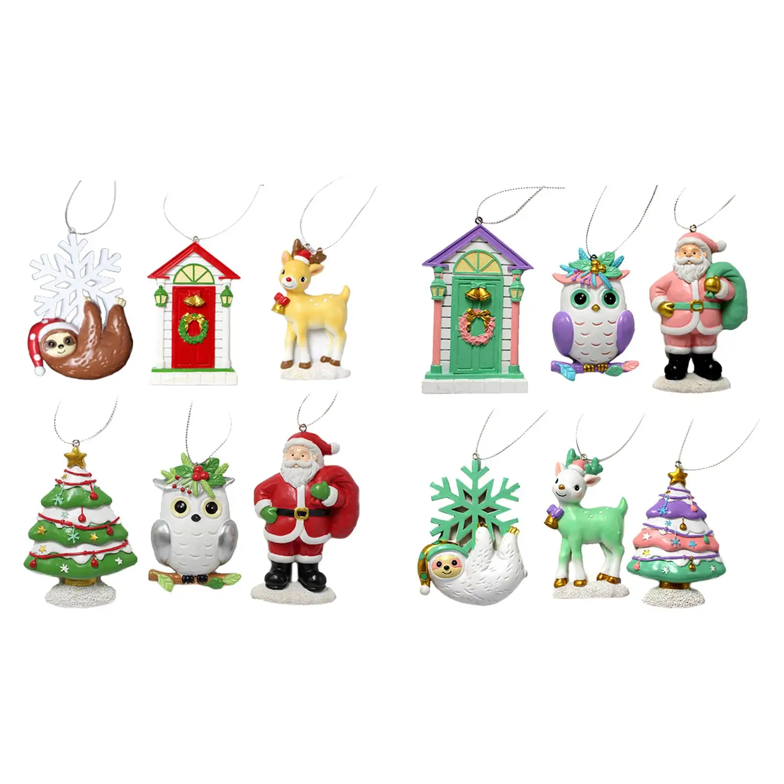 

6x Christmas Tree Pendants Hanging Ornaments New Year Home Party Decoration Adorable Cartoon Figure Fireplace Party Creative