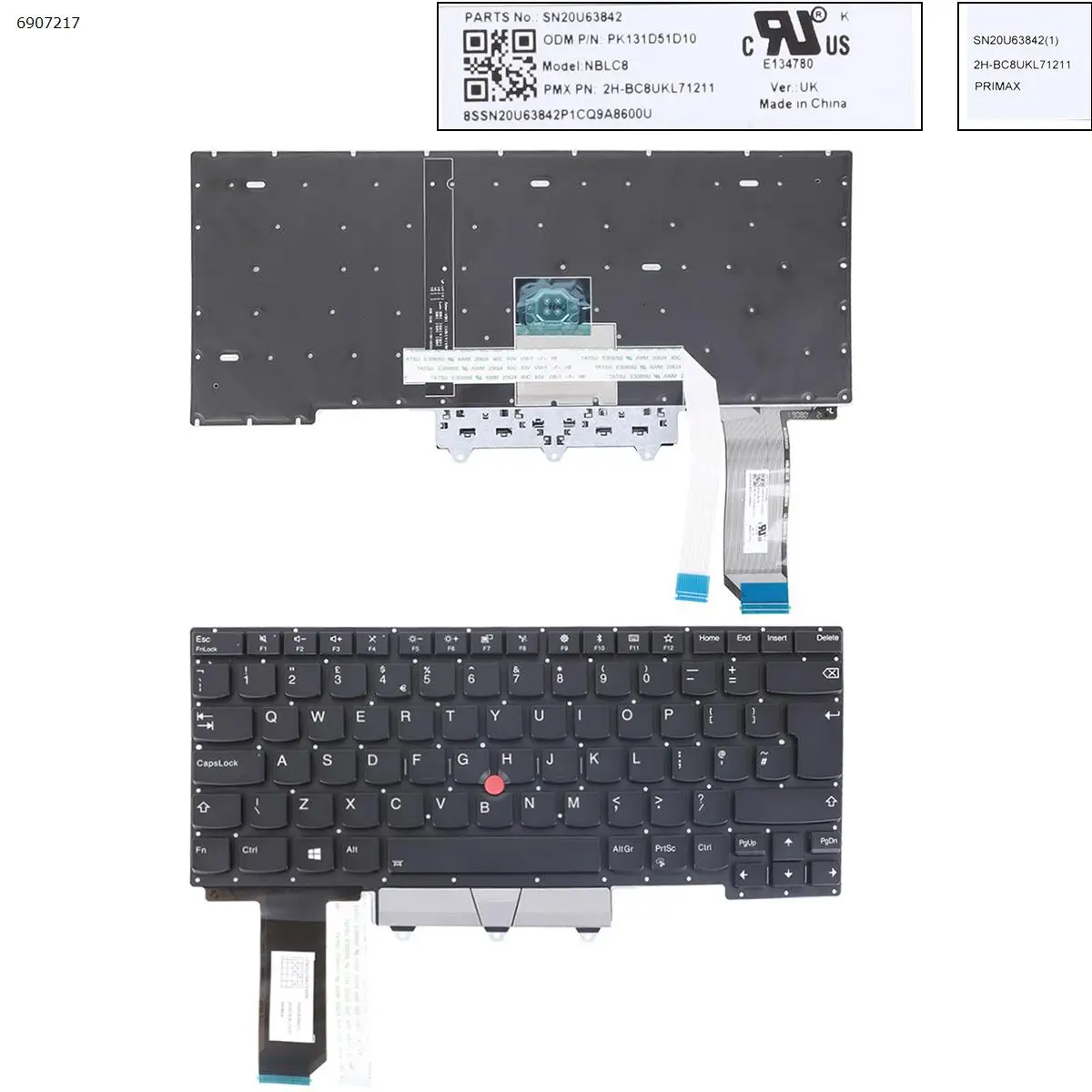 

UK Laptop Keyboard for Lenovo Thinkpad E14 Gen 1 2020 Type 20RA 20RB E490S 20NG Backlit With Point Stick