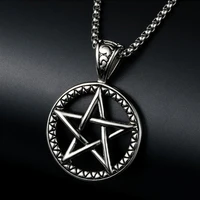 stainless steel pentagram pendant necklace vintage satan punk hip hop rider goldsteel pentagram necklace jewelry wholesale