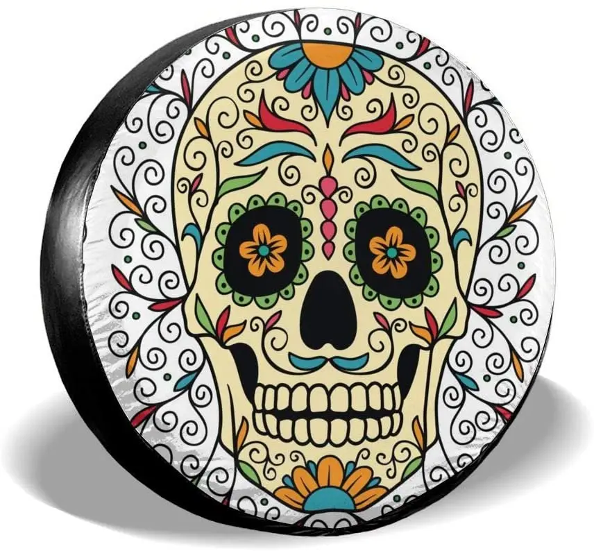 

Mexican Sugar Skull Spare Tire Cover Waterproof Dust-Proof UV Sun Wheel Tire Cover Fit for Jeep,Trailer, RV, SUV and Many Vehicl