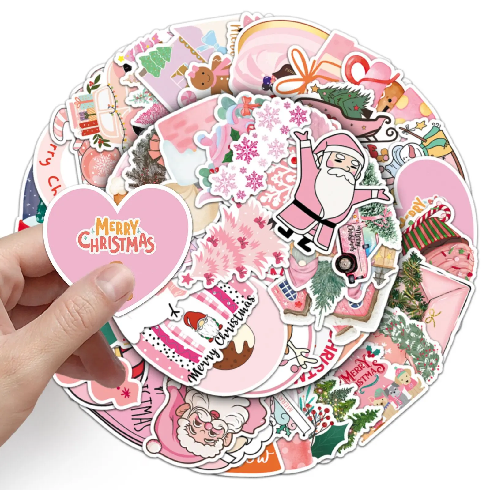 Декоративные наклейки с рождественским принтом 10/50 шт