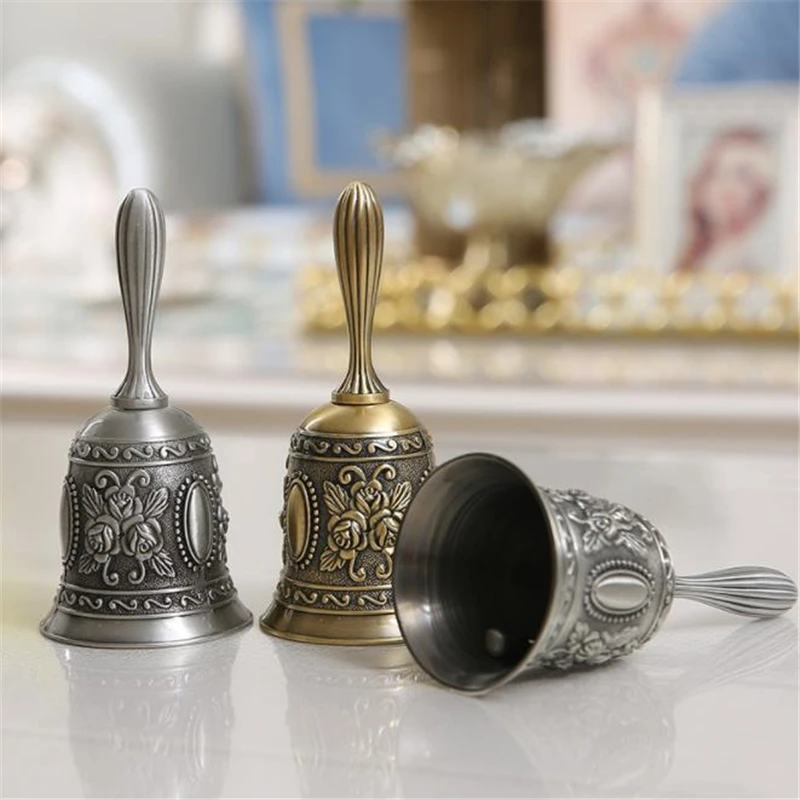

Hand Call Bell Gold Silver Bells for Craft Wedding Decoration Alarm School Church Classroom Bar Hotel Multi-Purpose Vintage Bell