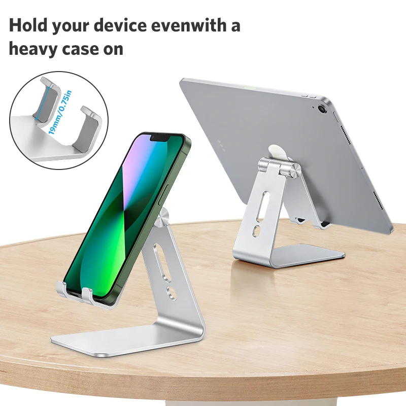 OMOTON C2 Adjustable Cell Phone Stand Aluminum Creative Lazy Dock Support Bracket Mobile Phone Holder Table Mount Universal Grip