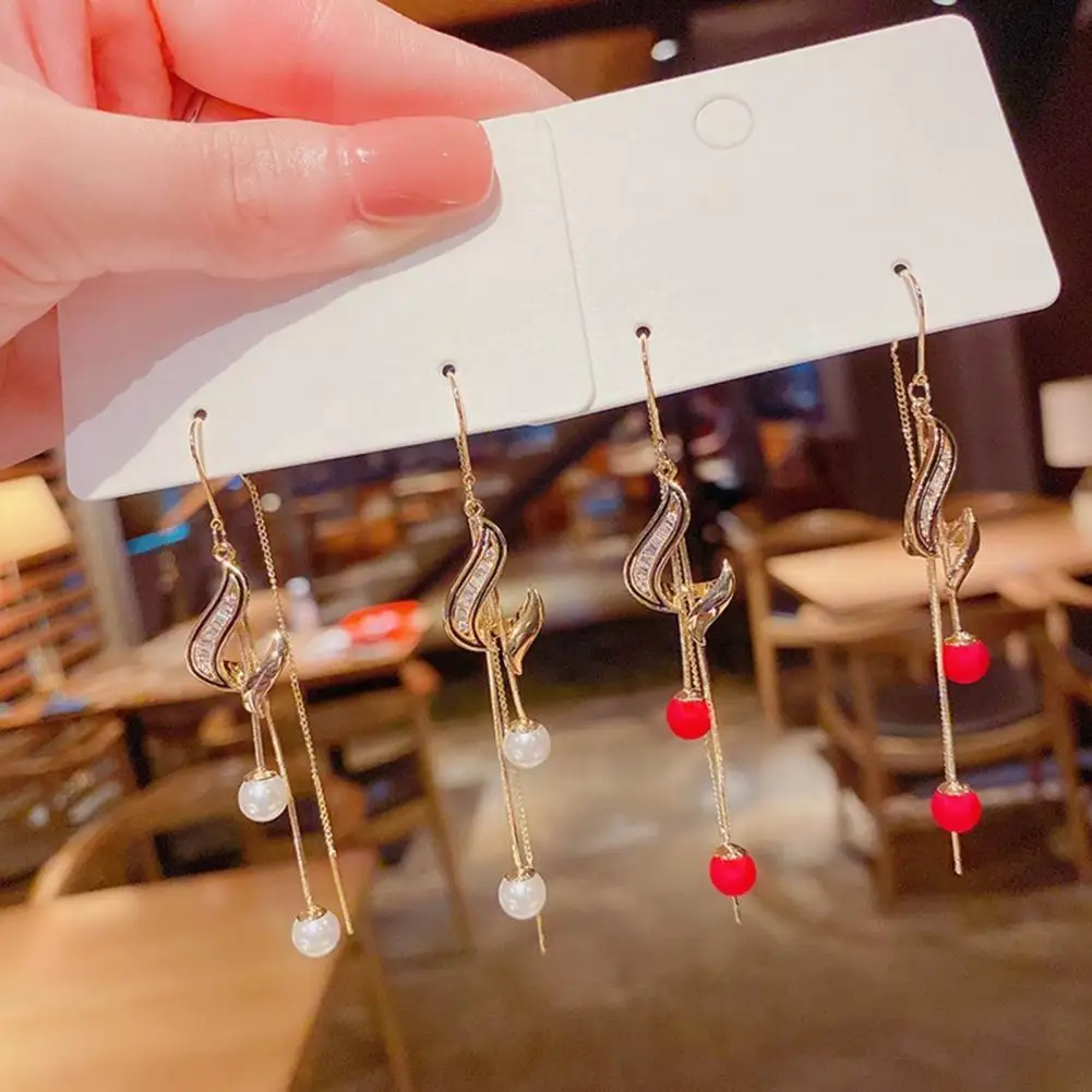 

1 Pair Drop Earrings Long Imitation Pearls Jewelry Korean Style Temperament Ear Line Earrings for Banquet