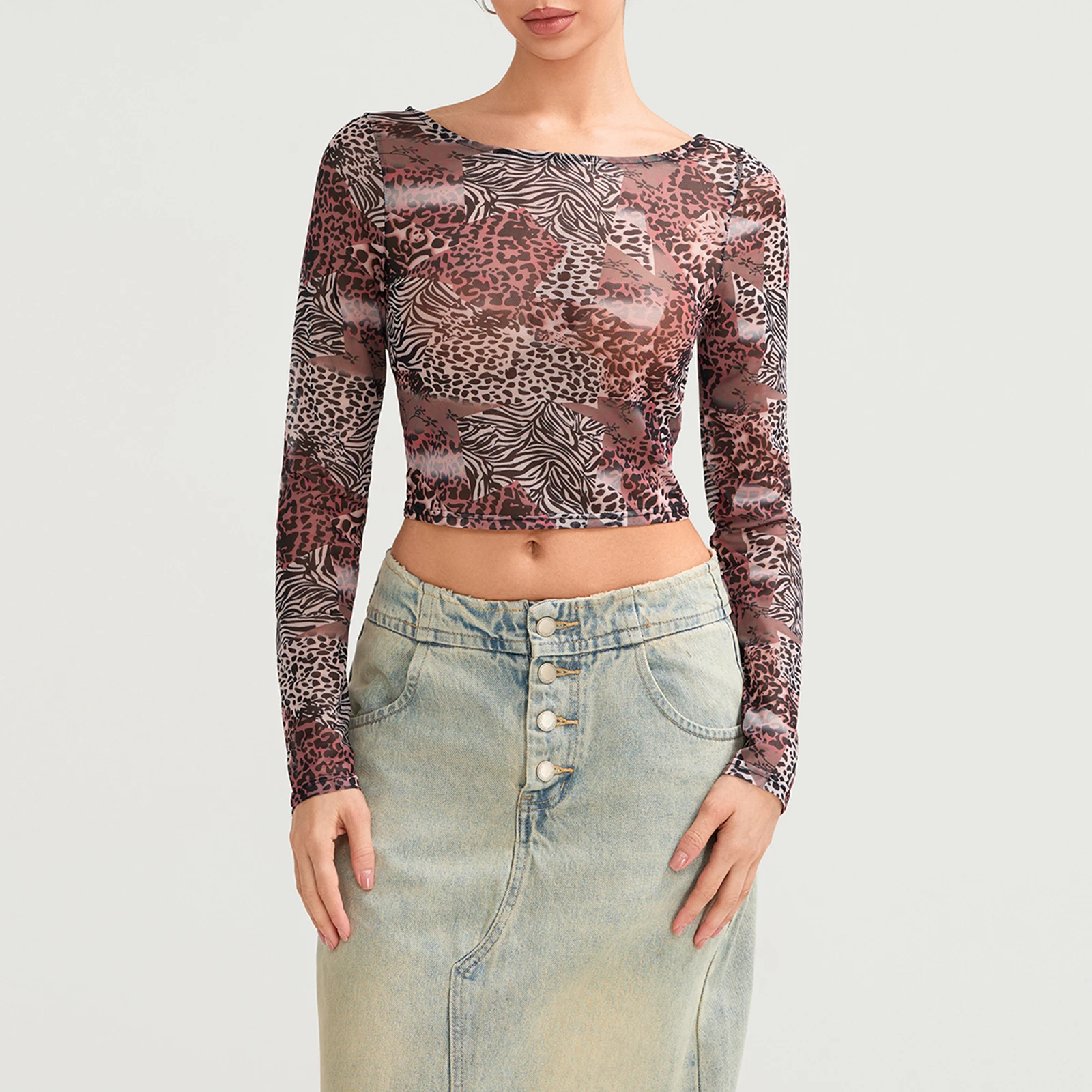 Укороченные топы с леопардовым принтом женские облегающие футболки летняя мода