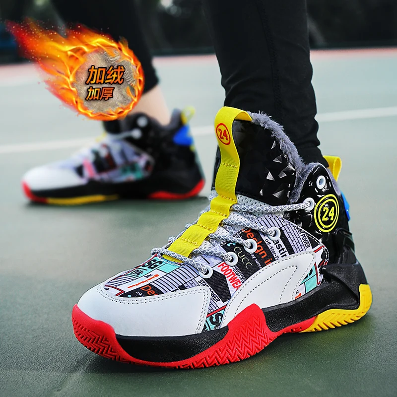 Children Brand Boys Basketball Shoes Kids Sneakers Girls Sport Shoes Npn-Slip Child Boy Girl Trainer Shoes Basket Boots Winter