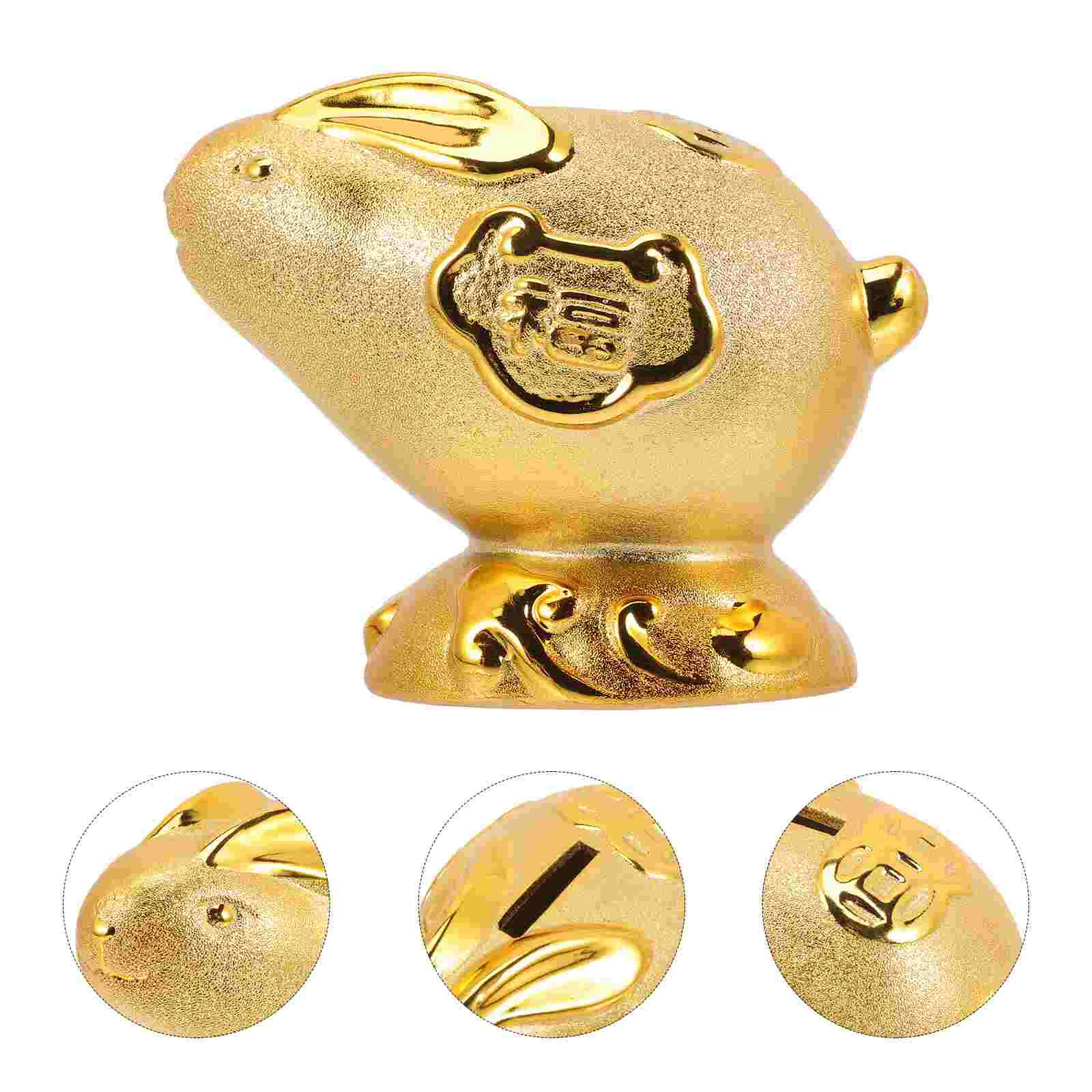 

Bank Bunny Piggy Rabbit Money Jar Yearcashthe Zodiac Kids Decor Statue Box Favor Party New Figurine Mini Sorage Metal Decoration