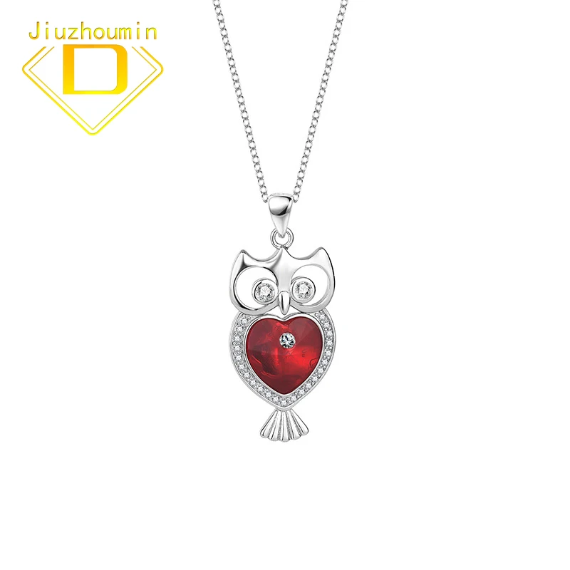 

S925 Sterling Silver Owl Crystal Pendant Necklace for Women Fashion Retro Owl Girl's Necklace Versatile Creative Crystal Pendant