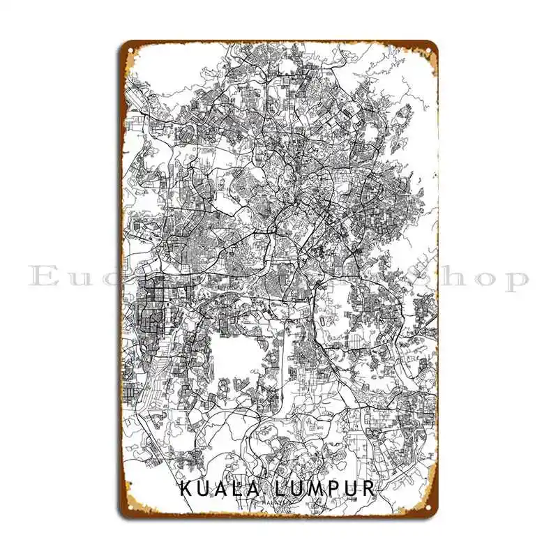 Карта из Куала-Лумпура, металлический знак, настенная роспись, персонализированный декор для кинотеатра, клубный жестяной знак, плакат