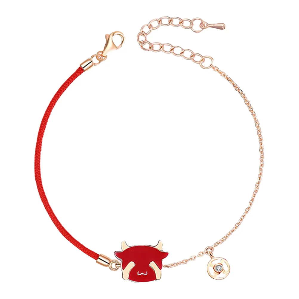 

1pc Christmas Couple Bracelet Chic Red Rope Wristband Student Bracelet (Red)