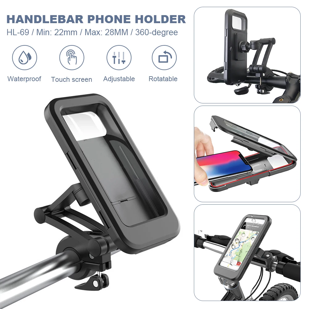 

Bike Phone Mount Bicycle Motorcycle Handlebar Phone Holder Hard Case Waterproof Adjustable Phone Bracket for Phones within 7"