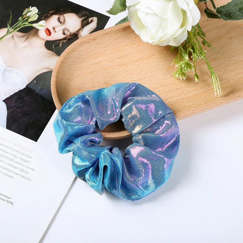 

Colorful Laser Elastic Hair Bands Women Scrunchies Tie Dye Silver Dots Hair Rops Ponytail Holder Headdress Chouchou Cheveux