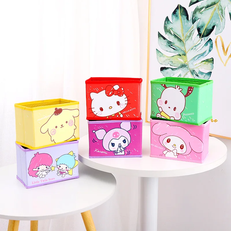 

Kawaii Kuromi My Melody Cinnamoroll Милая мультяшная версия Q Складная Настольная Косметика канцелярская коробка для хранения подарок для девочки с сердце...