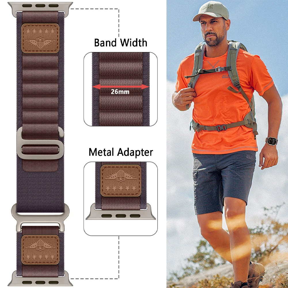 Фото Ремешок Alpine для Apple Watch Ultra, 49 мм, 46 мм, 42 мм, 45 мм, 44 мм, 40 мм, 41 мм, нейлоновый браслет-ремешок для серий 11, 10, 9, 8, 7, 6, SE, 3 №4