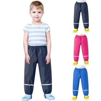Kids Raincoat Rain Pants Waterproof Cartoon Children’s Kids Rain Dungarees Mud Trousers Waterproof Breathable For Girls Boys 1