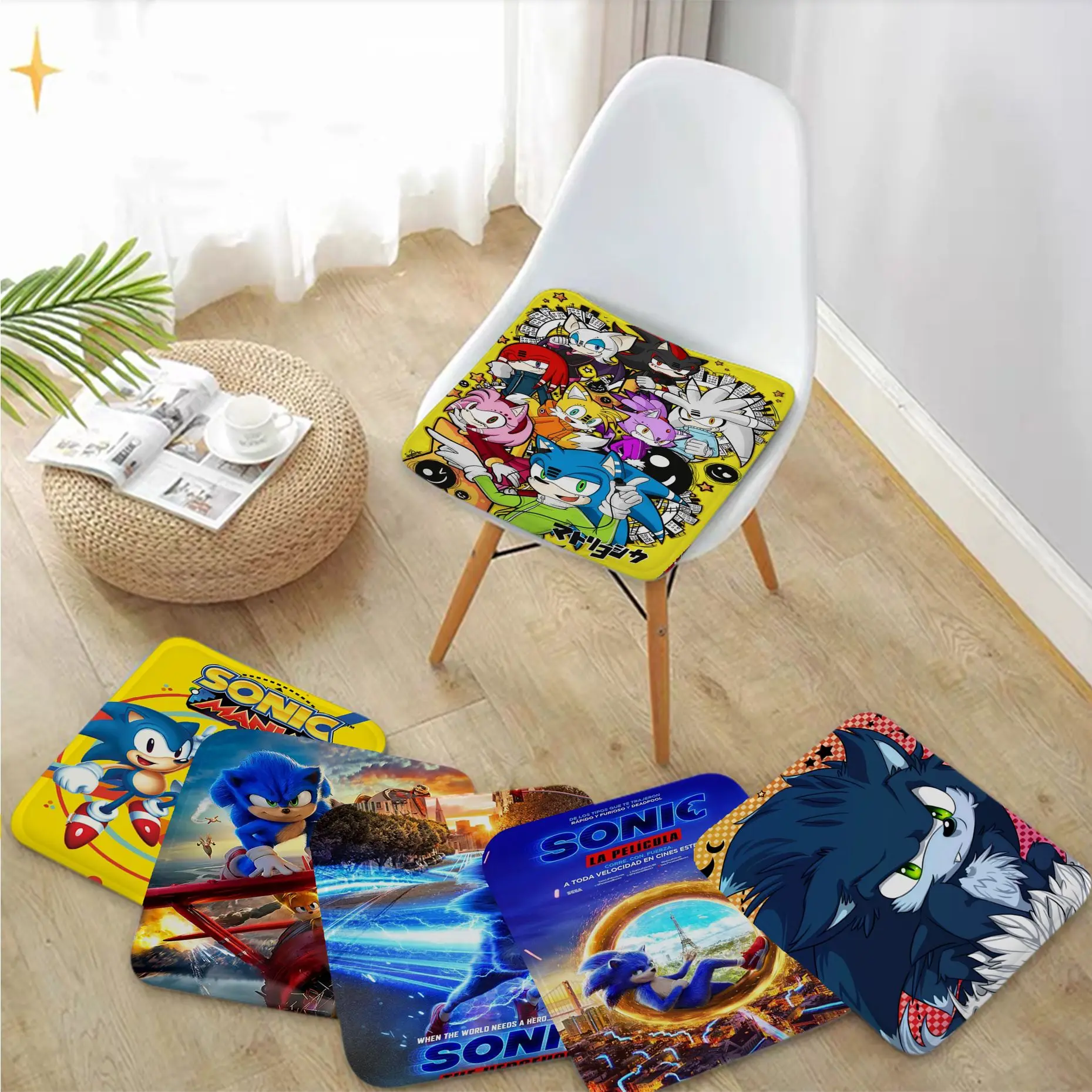 

BANDAI Sonic The Hedgehog 2 Simplicity Multi-Color Chair Cushion Soft Office Car Seat Comfort Breathable 45x45cm Buttocks Pad