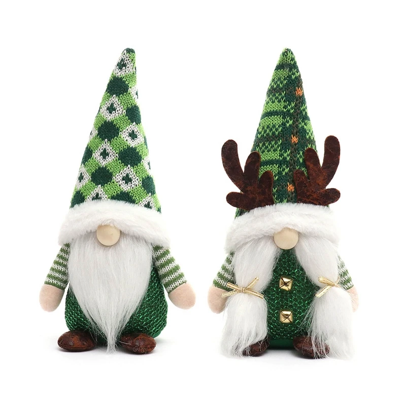 

Christmas Knitted Green Gnome Plush Beard Xmas Festival Party Kitchen Table