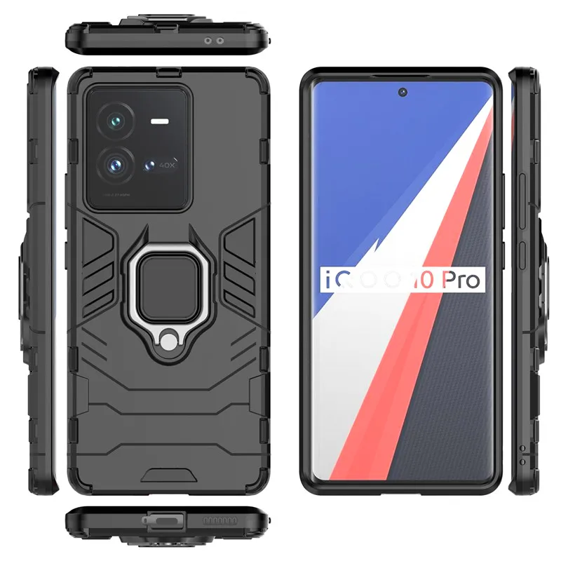 For Vivo iQOO 10 Pro Case For iQOO 10 Pro Cover 6.78 inch Shockproof Armor Ring Holder Bumper For Vivo iQOO 10 10 Pro 5G Fundas