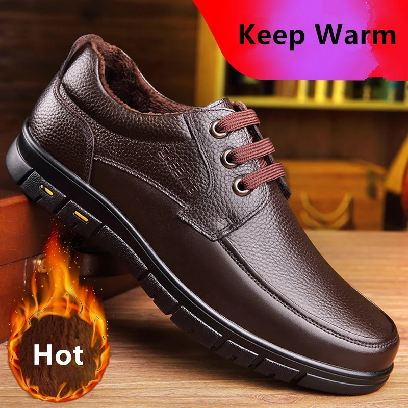 Men's Genuine Leather Handmade Shoes 38-47 Soft Anti-slip Rubber Office Loafers Man Casual Leather Business Soft Shoes images - 6