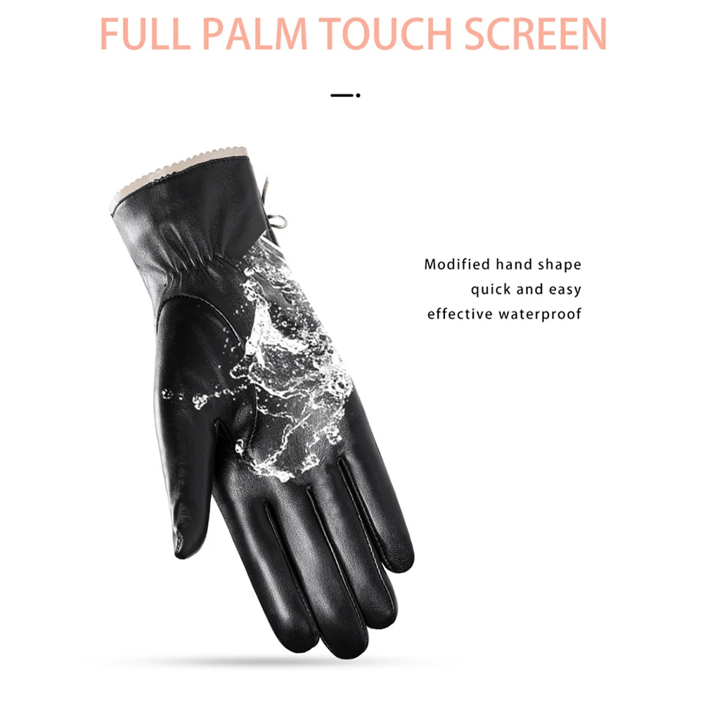 

1 Pair Women Gloves Touch Screen Waterproof Velvet Mitten Winter Warm Bowknot Mitt Hand Protector Casual Decoration S