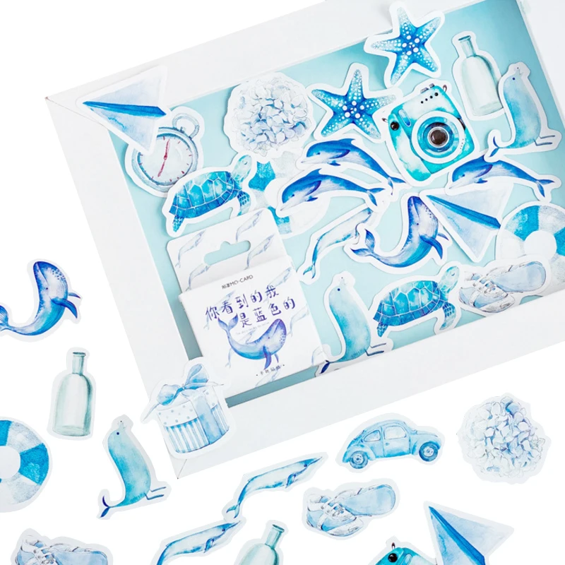 

45 шт./коробка, милый синий кит, морская звезда, черепаха