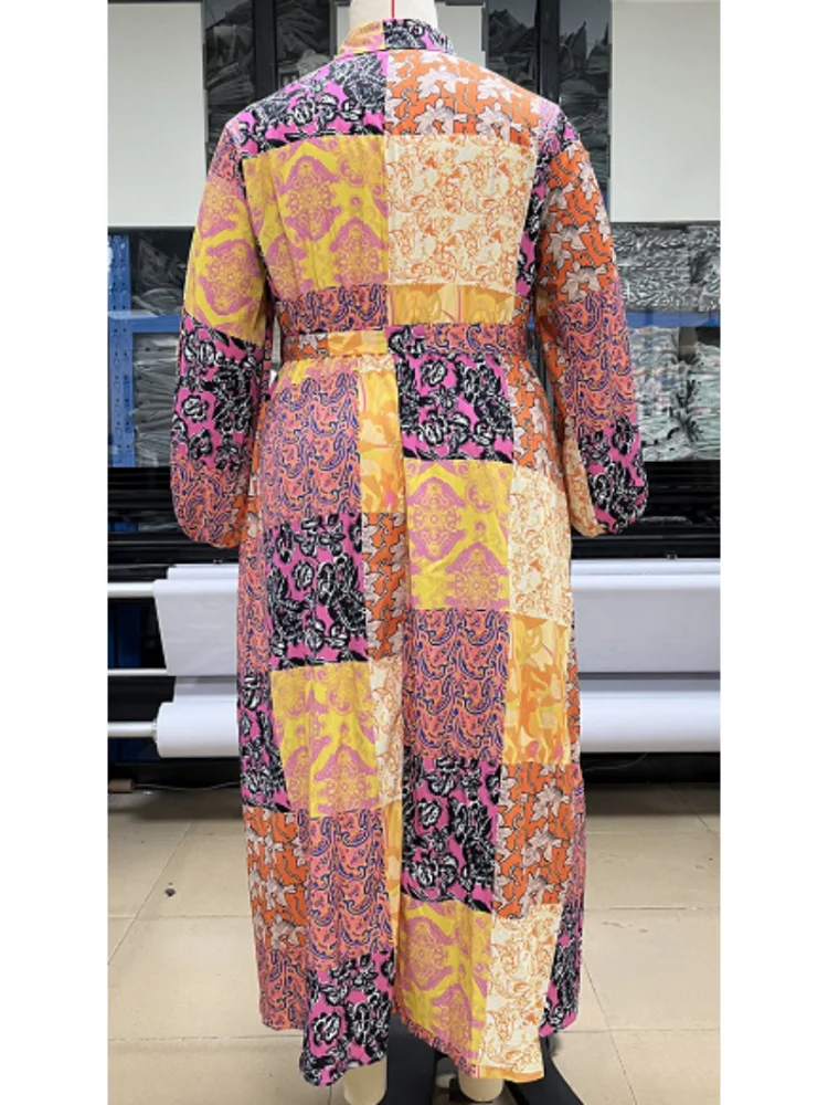 Loose retro décor shirt collar temperament commuter literary print dress plus size dresses for women 2022  party dress