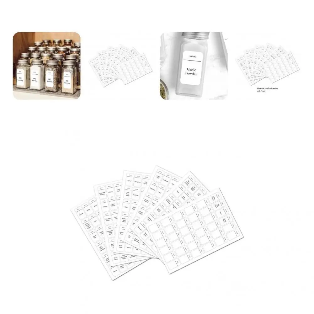 

216Pcs Spice Labels Tear-resistant White Minimalist Food Name Pantry Labels Seasoning Stickers for Household