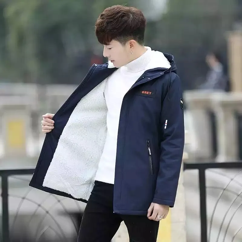 Winter Jacket men hooded Slim Korean Parka Hombre long Jacket coat cashmere mens windbreaker Parkas cotton Oversized 5XL