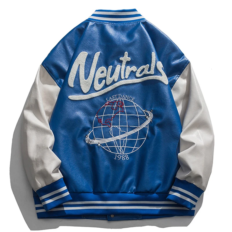 Мужская кожаная Бейсбольная Куртка Varsity винтажная куртка из искусственной кожи в