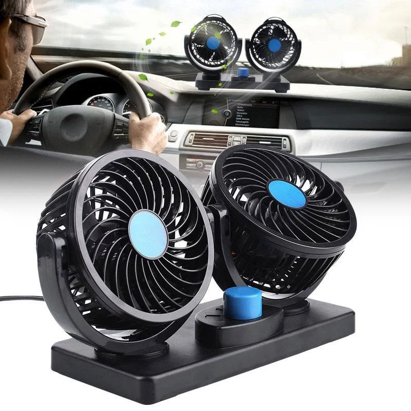 

4-дюймовый автомобильный вентилятор для охлаждения автомобиля, вращающийся на 360 градусов, свободная регулировка, двойная головка, постоянн...